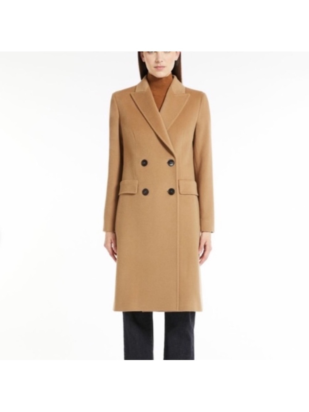 MaxMara Camel Double-Breasted Wool Trench Coat